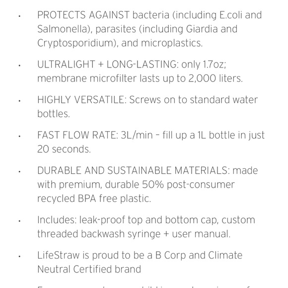 LifeStraw Peak Series Solo Water Filter New Box Camping Hiking Life Straw NIB - Picture 11 of 12